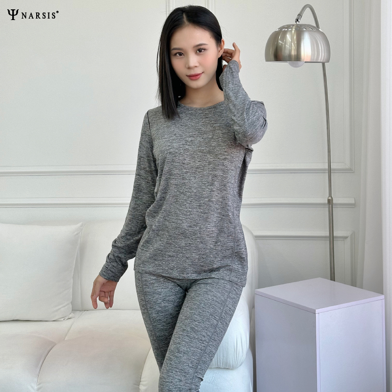 SET BỘ THỂ THAO GIỮ NHIỆT NỮ CHẤT LIỆU ẤM ÁP CO GIÃN 4 CHIỀU CẠP CAO TÔN DÁNG MISTY GREY COLOR HÀ...