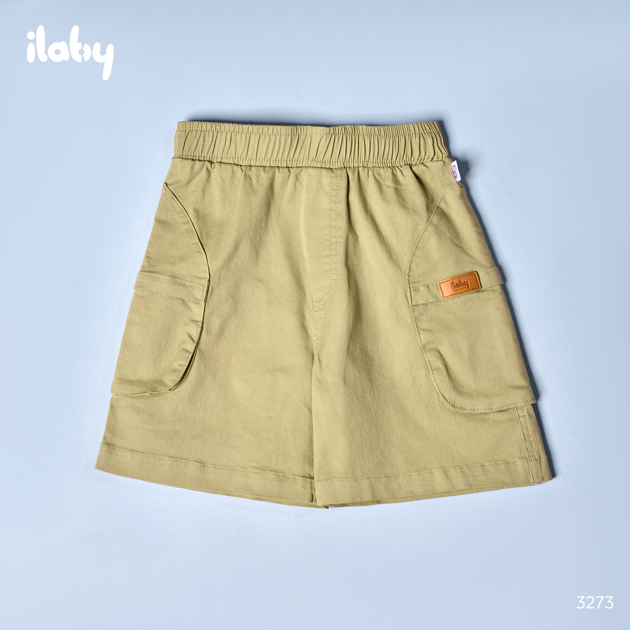 Quần short túi hộp phối tag da Ilaby