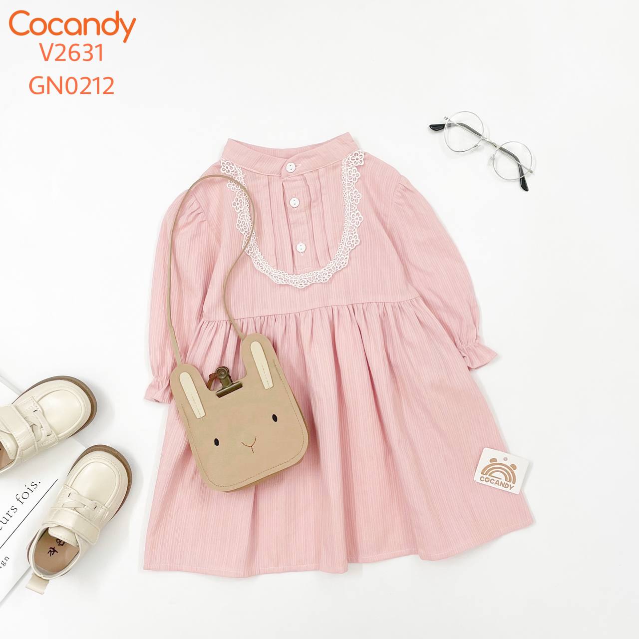 Váy dài HỒNG cổ tàu phối ren TRẮNG_thumbnail_2