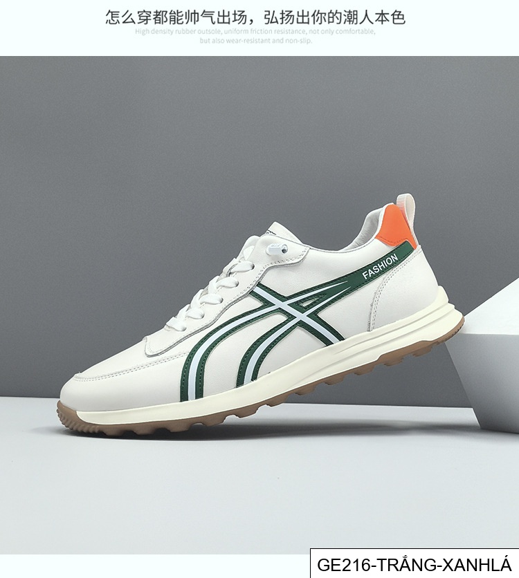 GE216 - Giày thể thao màu trắng da bò lớp đầu cho nam, giày hợp thời trang nam, giày thường ngày sang trọng nhẹ nhàng cao cấp dễ phối đồ thích hợp châu Âu da thật_thumbnail_17