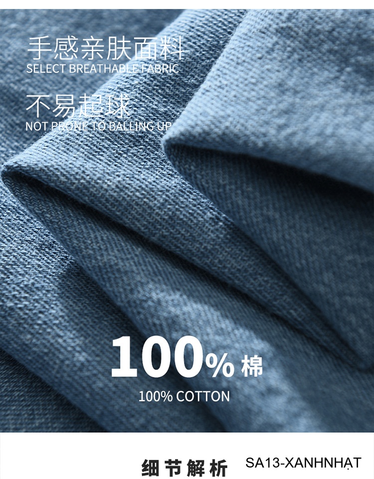 SA13 - Áo sơ mi nam dài tay phong cách Nhật, chất cotton mềm, form rộng thoải mái, 3 màu xanh nhạt/xanh đậm/đen_thumbnail_10