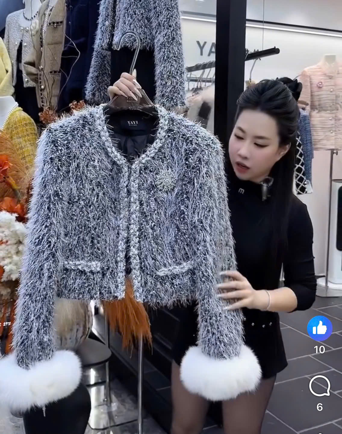 Áo dạ lông viền - K34