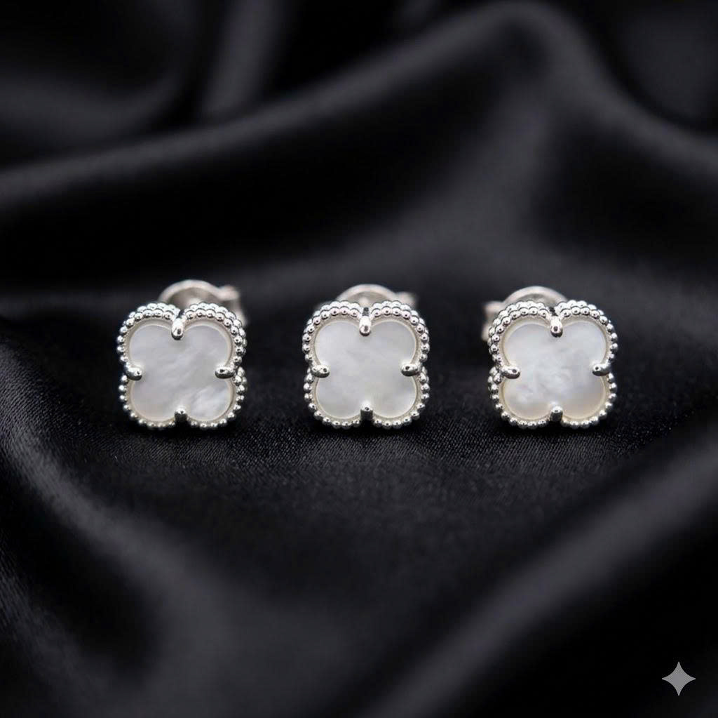 Khuyên kiểu bạc xi kim 4 lá trắng chốt bi_thumbnail_2