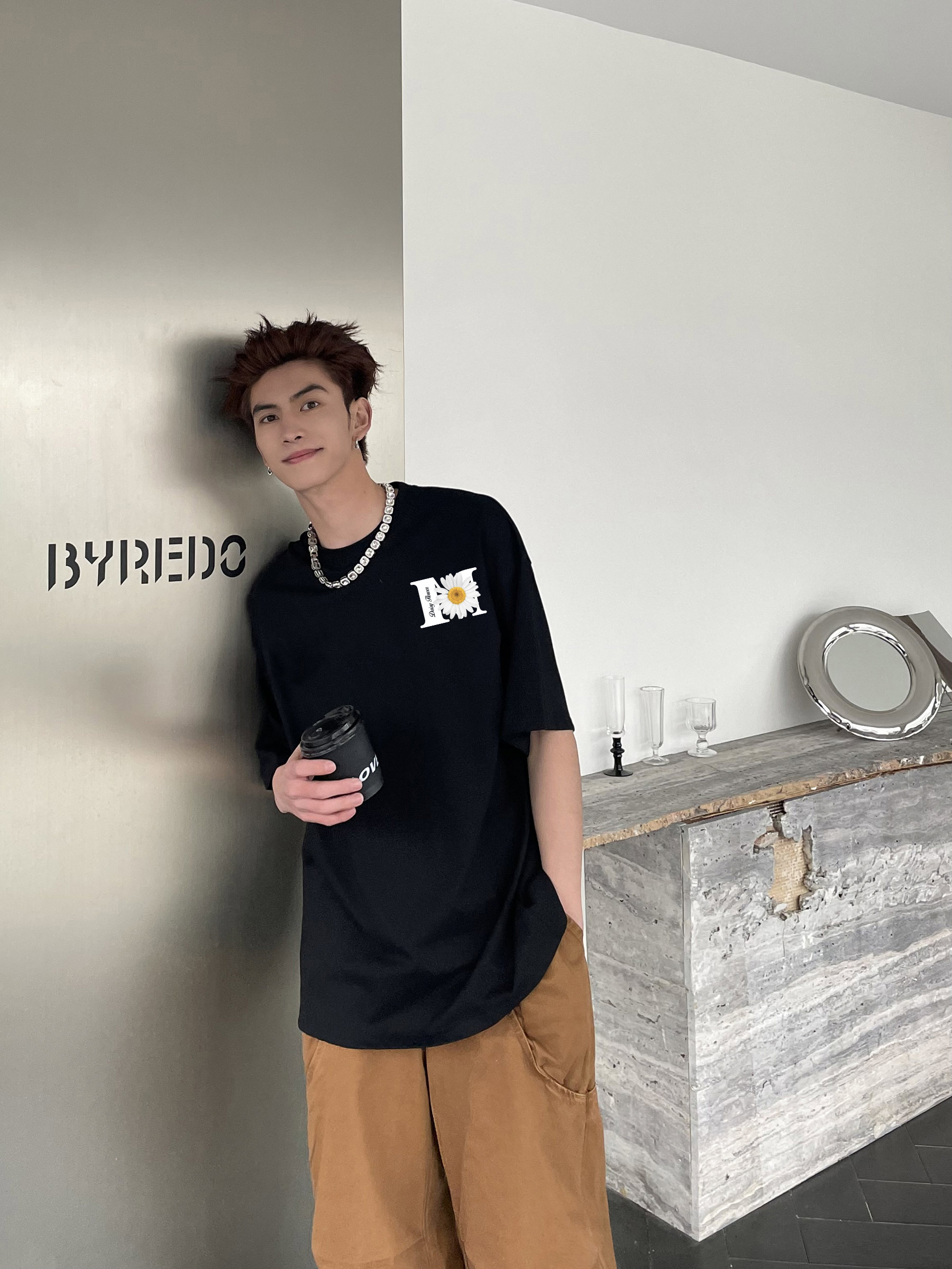 Áo thun nam in hoa cúc form rộng nhiều màu ATD1467 Miucho Man vải cotton thoáng mát cổ tròn in mix_thumbnail_10