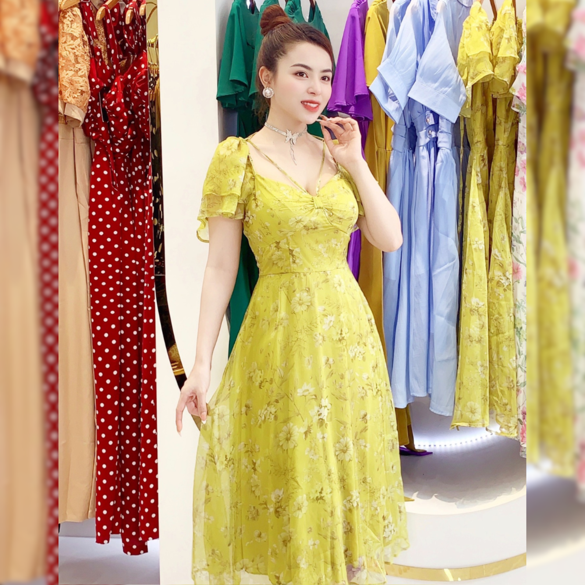 Váy hoa tay cánh tiên cổ V dây đan chéo_thumbnail_7