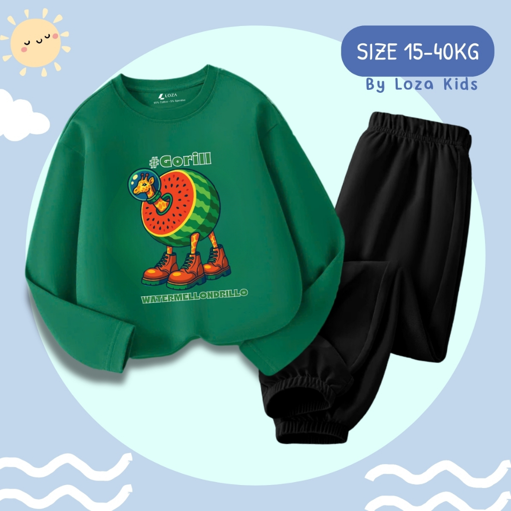 Bộ Thu - Đông bé trai in hình Brainrot Watermellondrillo - Loza Kids BW444