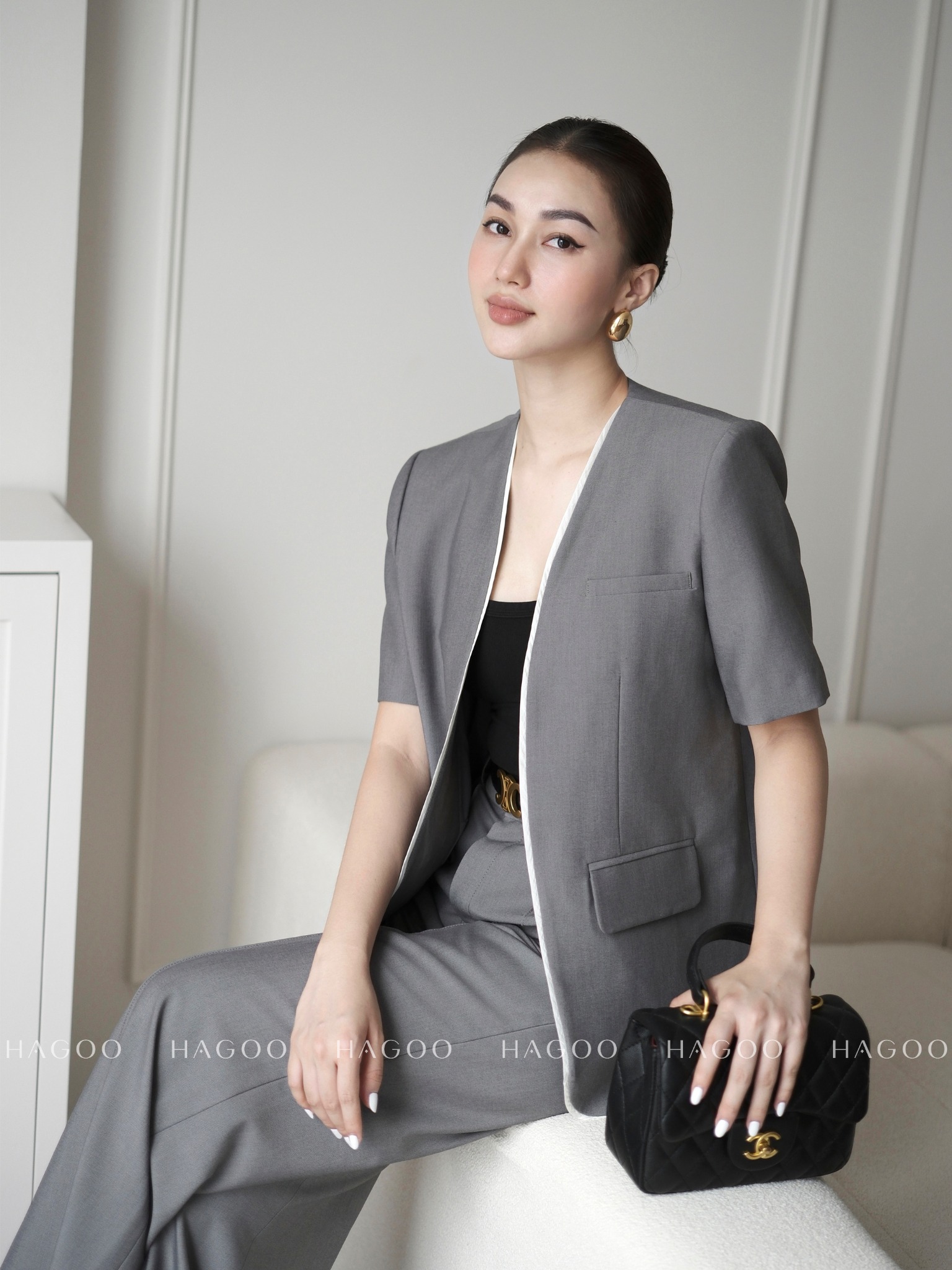 Set áo vest cộc tay và quần suông HAGOO_thumbnail_9