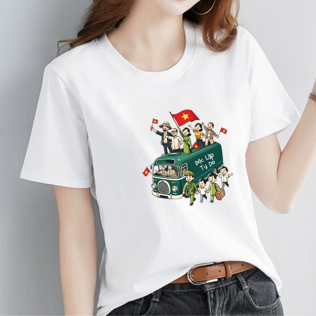 [Form vừa] Áo phông nữ Cờ Đỏ Sao Vàng Việt nam chất liệu thun cotton - Áo thun nữ 'Độc lập tự do' - LOZA G0400_thumbnail_11