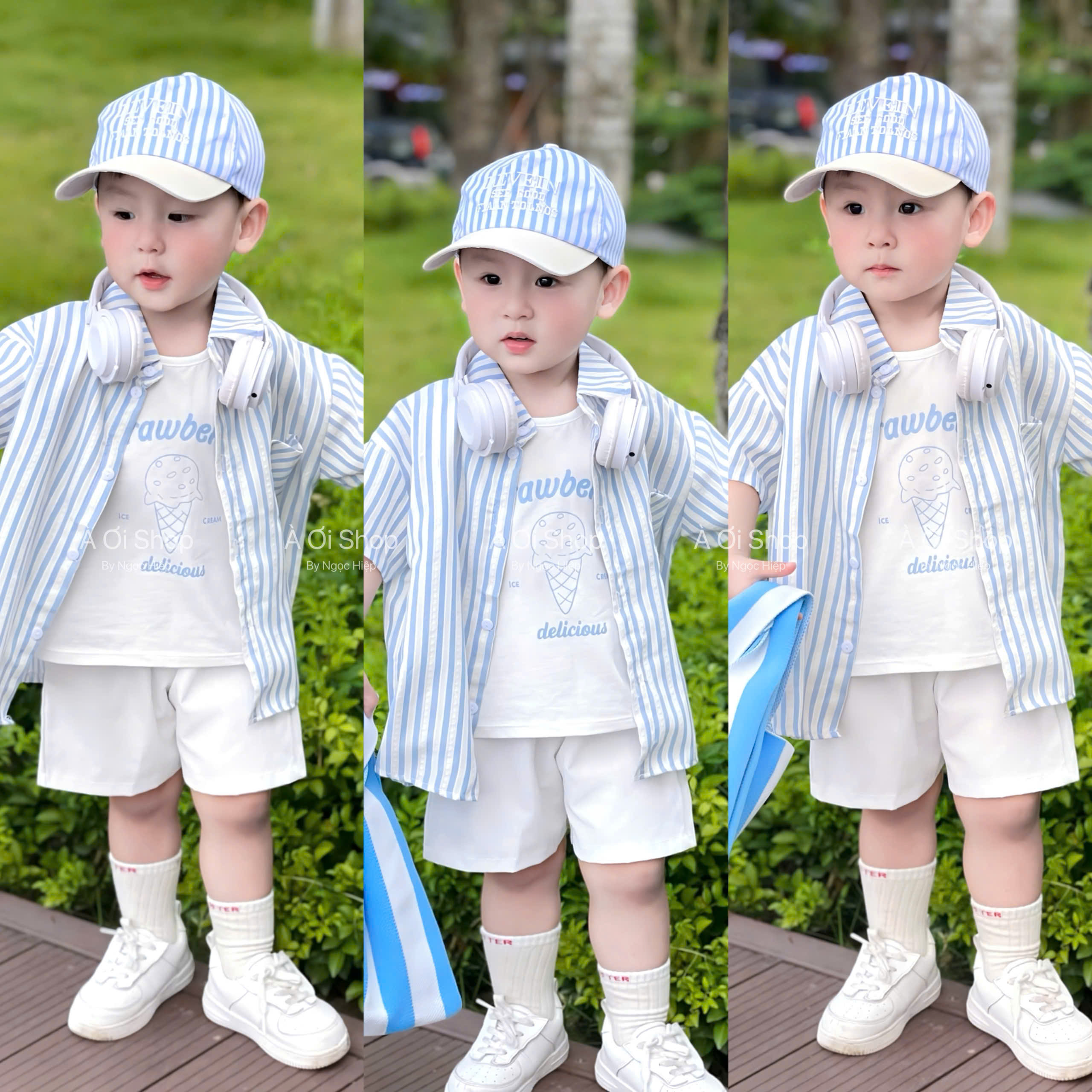 R67 SET 3CT CỘC SỌC XANH KÈM MŨ- A111.109