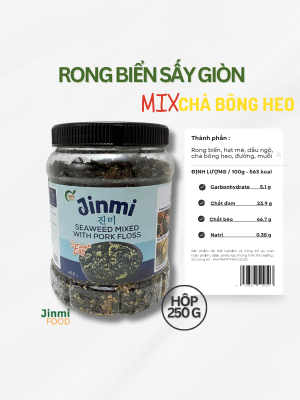 Rong biển Jinmi sấy giòn trộn chà bông heo