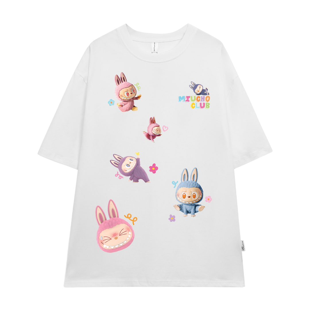 Áo phông labubu form rộng nhiều màu ATD1450 Miucho vải cotton cổ tròn in mix_thumbnail_14