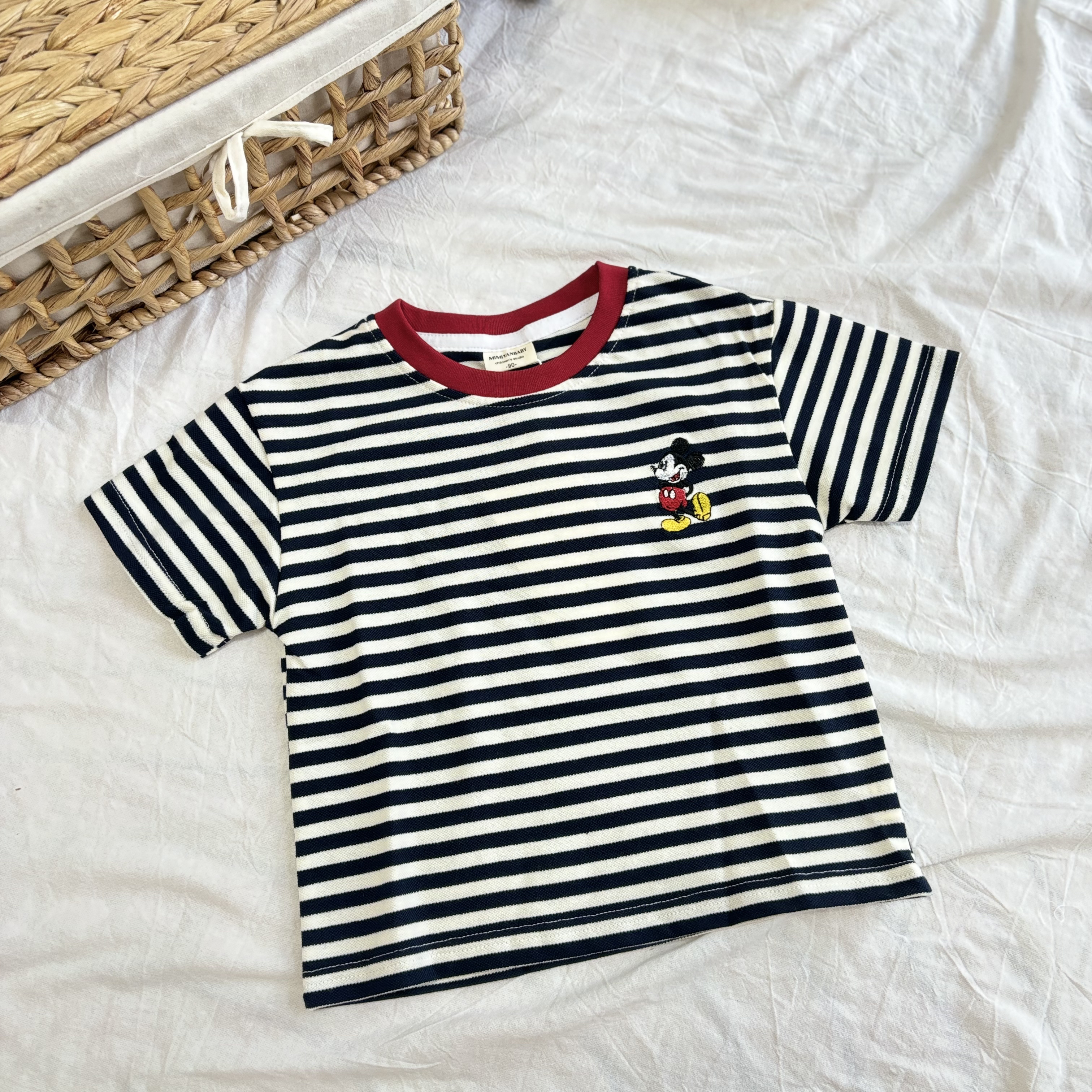 (A75) Áo thun họa kẻ họa tiết mickey_thumbnail_0