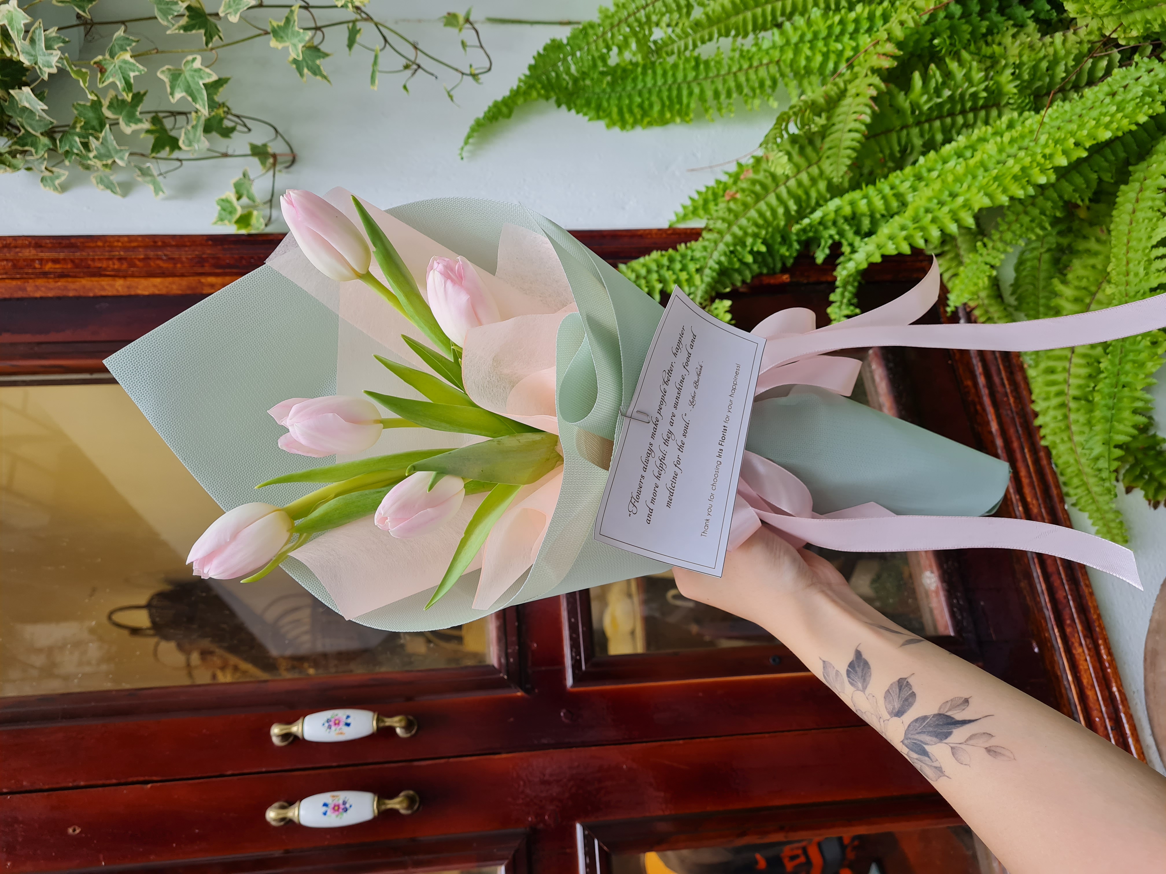 Bó tulip hồng - set 5b