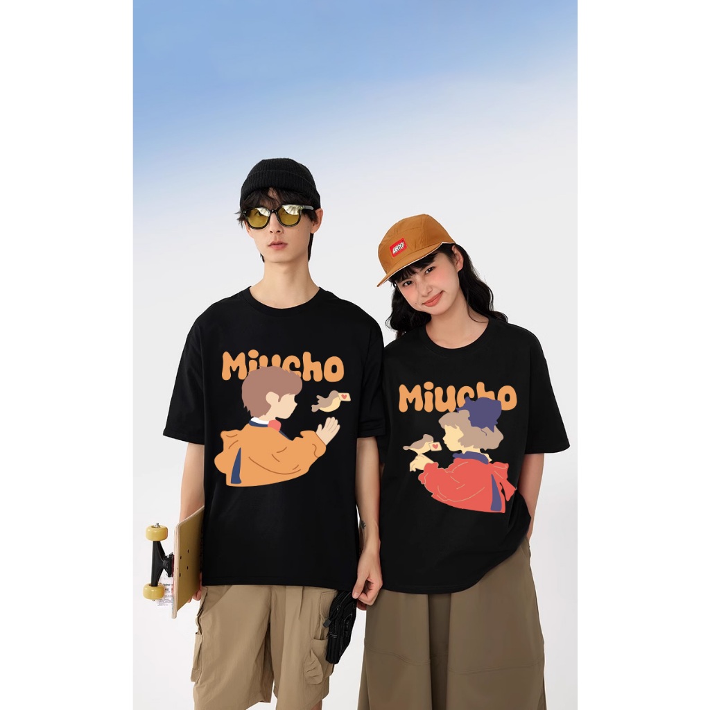 Áo thun couple cute form rộng unisex đủ size ATD1057 Miucho tay lỡ cổ tròn in mix_thumbnail_6