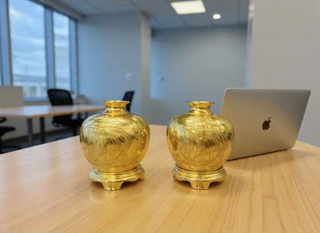 Bình Hút Tài Lộc Thuận Buồm Xuôi Gió Bằng Đồng Dát Vàng 9999 Cao Cấp KT CAO 26CM _thumbnail_2