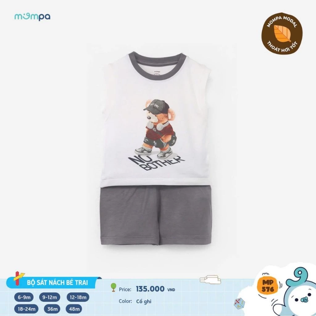 575 MOMPA  Bộ cộc tay bé gái 2 màu sz 6-9m - 140k				_thumbnail_1