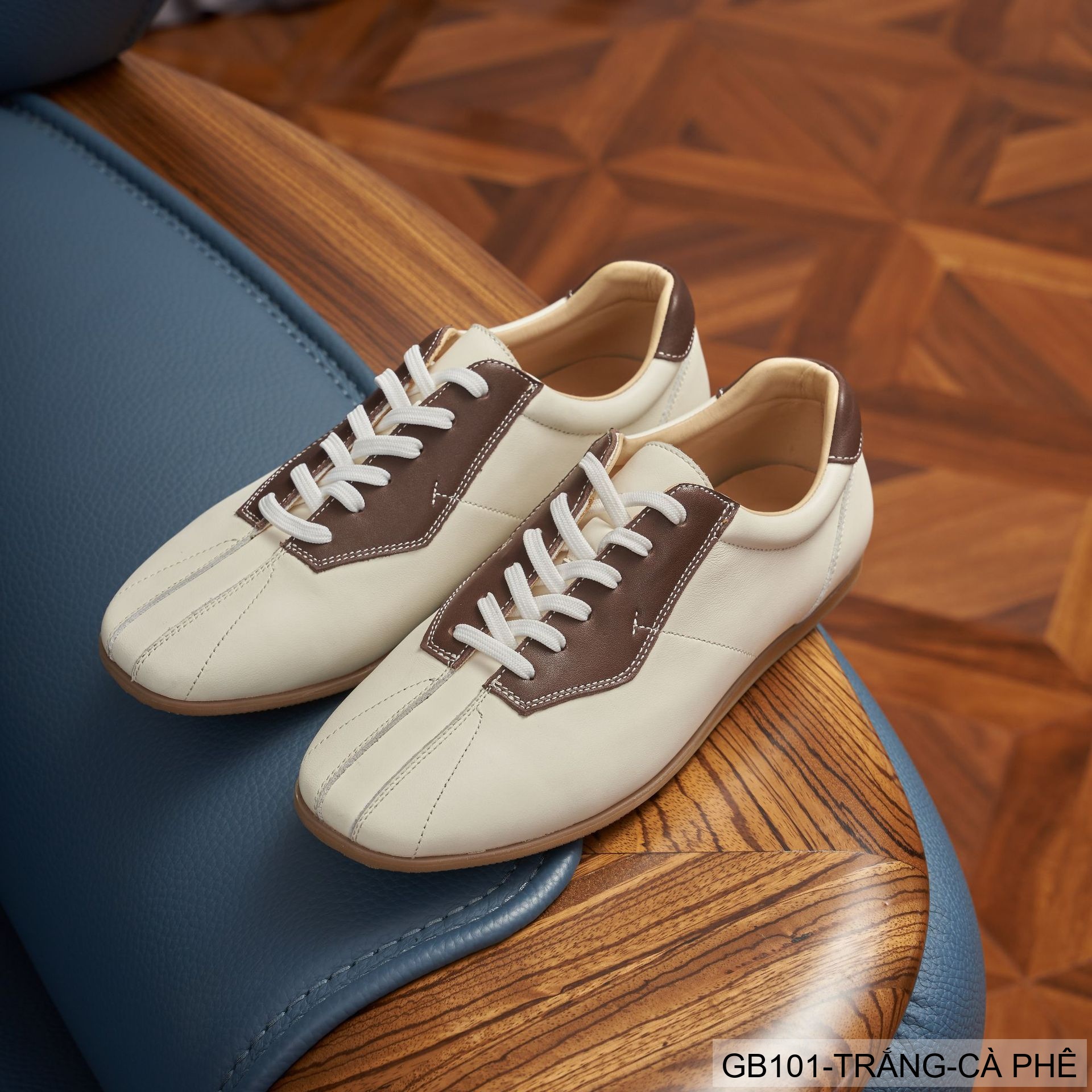 GB101 - Giày thể thao nam phối màu trắng đen và trắng cà phê, đế cao su êm chân, phong cách casual_thumbnail_13