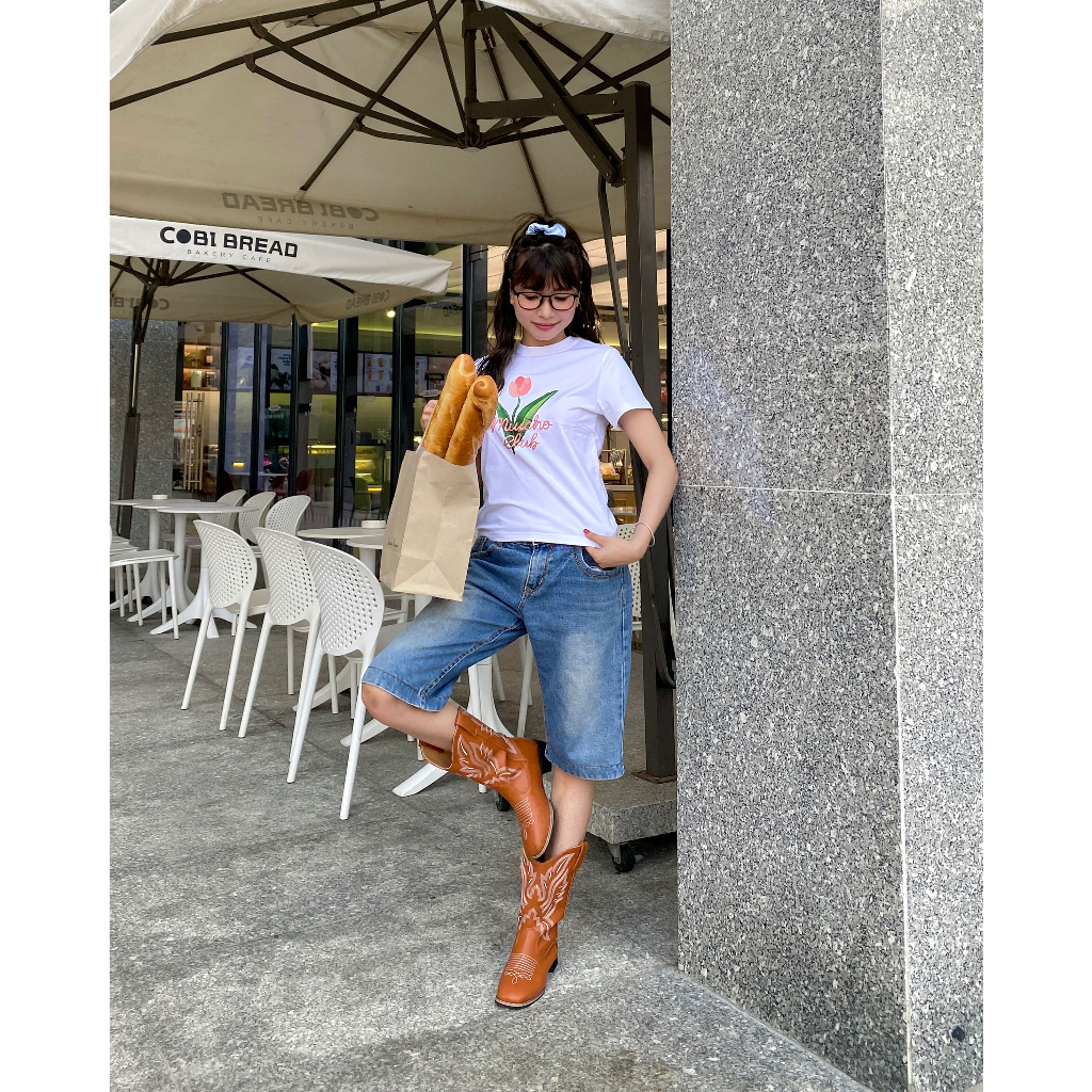 Áo baby tee hoa tuplip xinh xắn ABD306 Miucho cotton cổ tròn in graphic_thumbnail_3