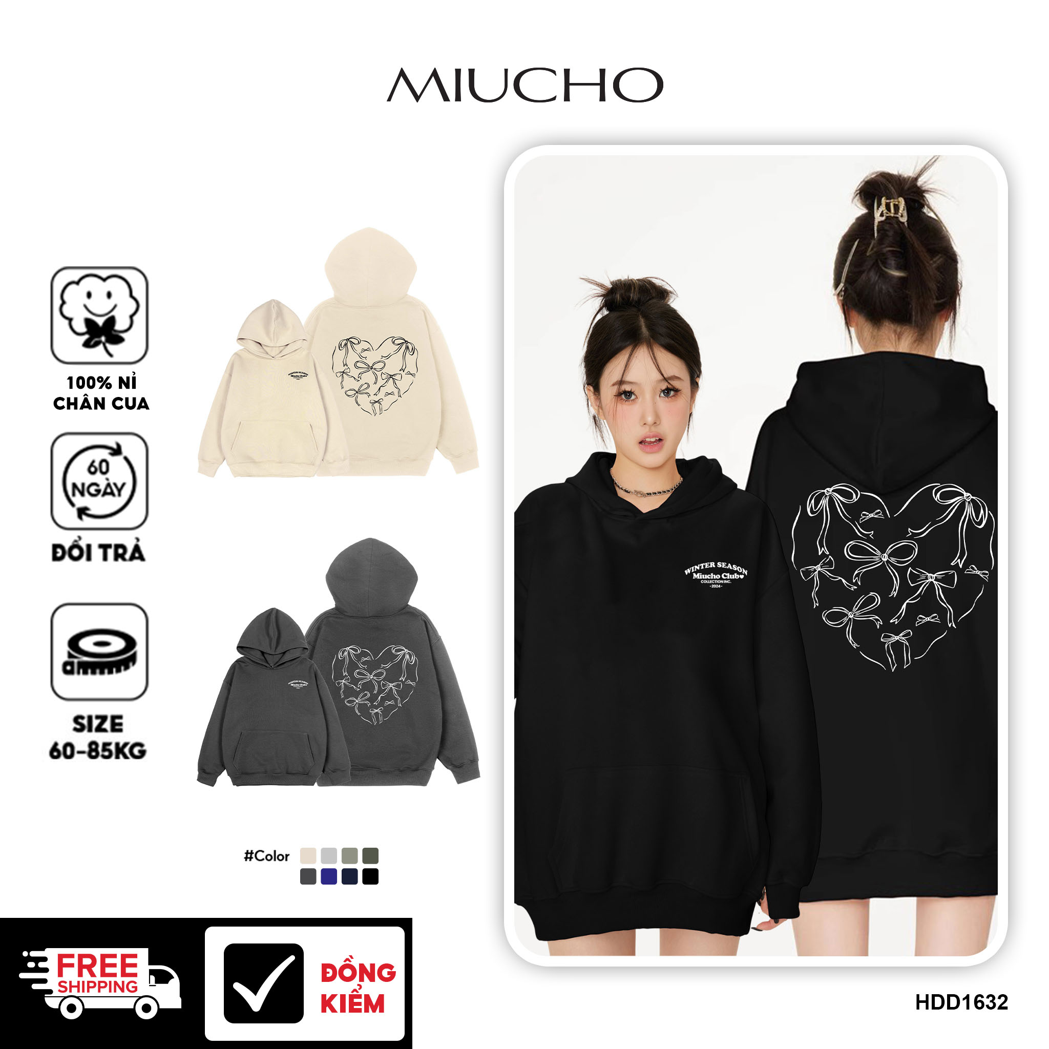 Áo hoodie nữ form rộng dày dặn vải nỉ chân cua HDD1632 Miucho in mix_thumbnail_1