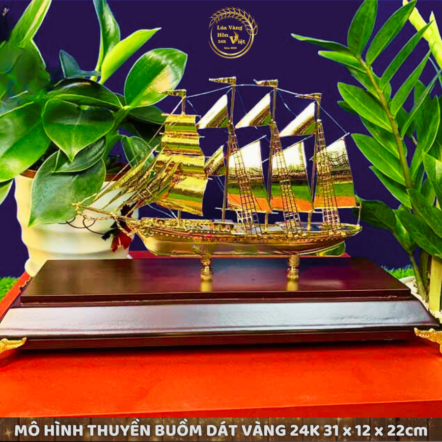 THUYỀN BUỒM DÁT VÀNG 24K 31x12x22cm_thumbnail_1