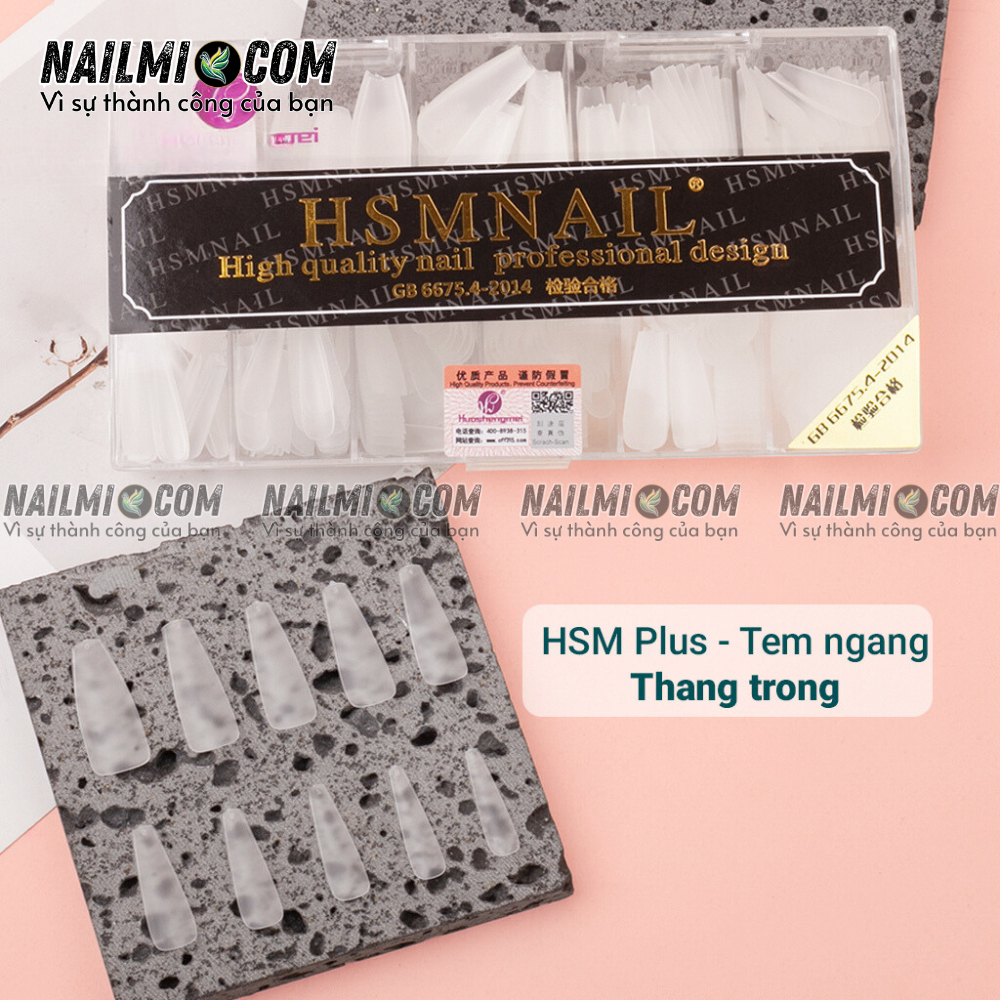 Móng úp - form thang - màu trong suốt - HSM L1 - mặt nhám sẵn