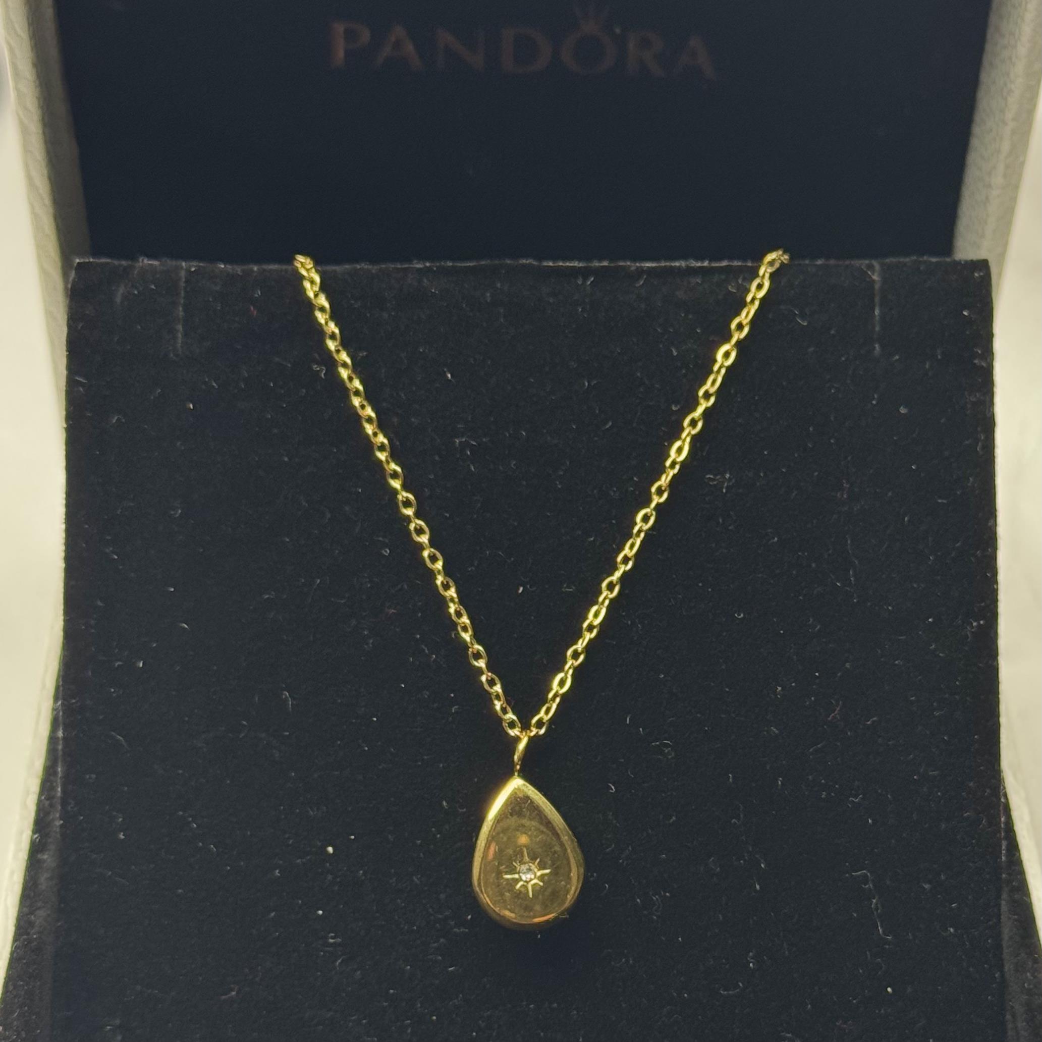 vòng cổ titan vàng charm giọt nước đặc đính kim cương nhỏ _thumbnail_2