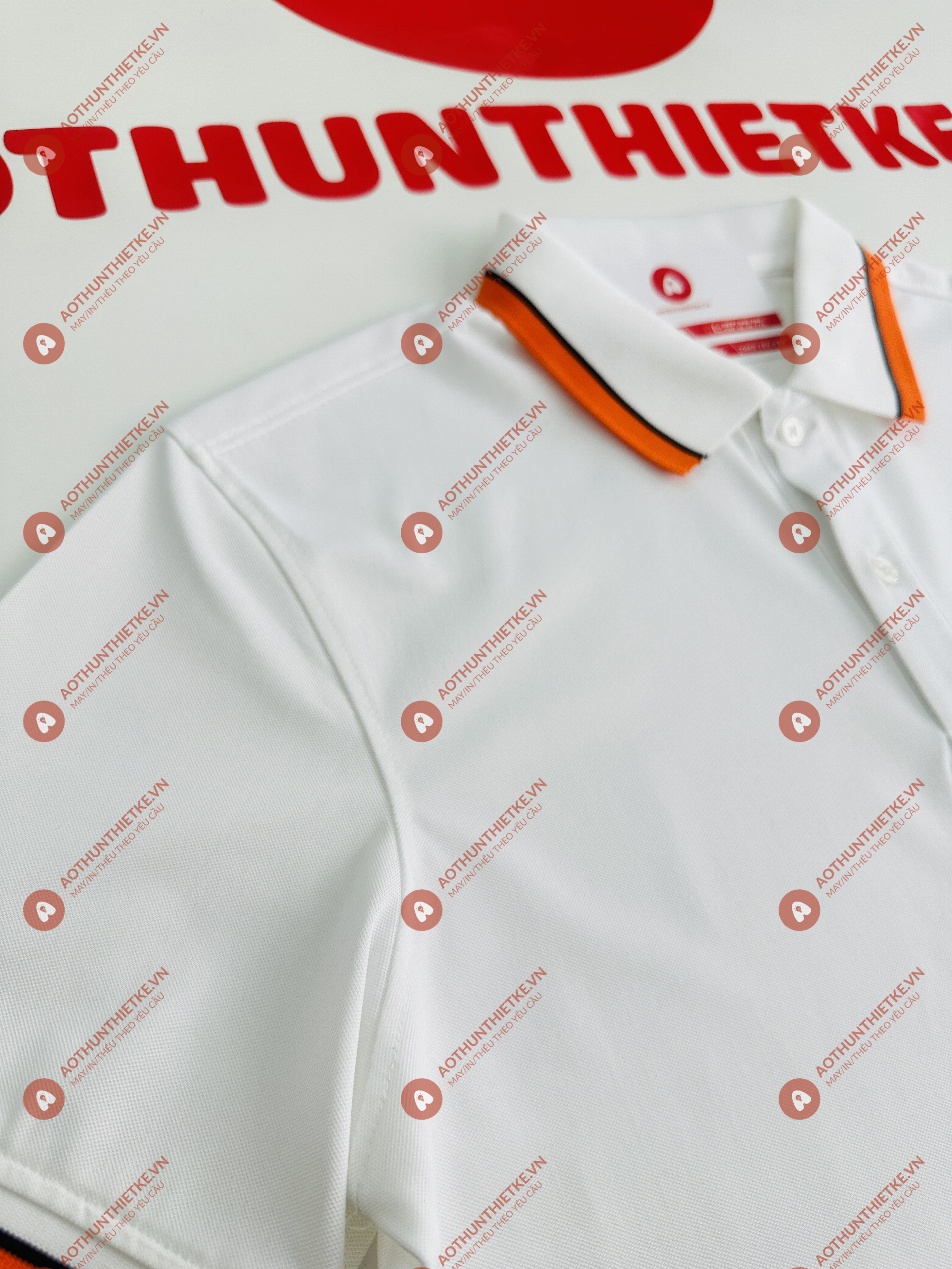 Áo Đồng Phục Polo 2 Sọc Trắng Cam_thumbnail_1