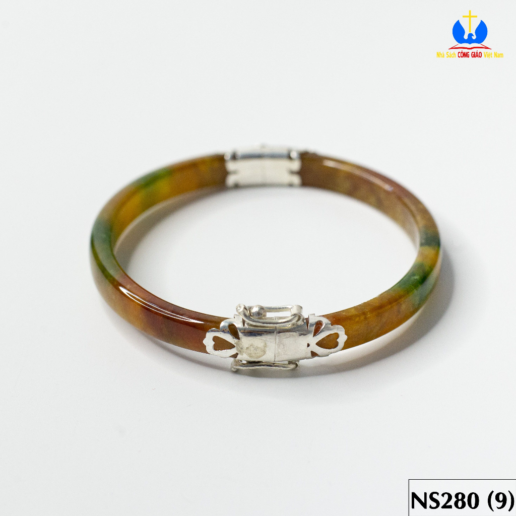 Vòng tay đá Ngọc Bích bọc bạc ta TS0330 - Món quà ý nghĩa cho mẹ và bà