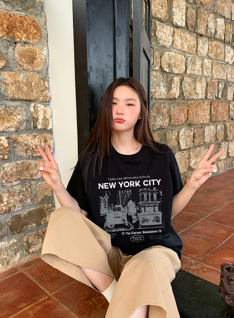 Áo thun nữ đẹp form vừa 2220 Miucho Chic vải cotton thoáng mát co giãn cổ tròn in mix_thumbnail_5