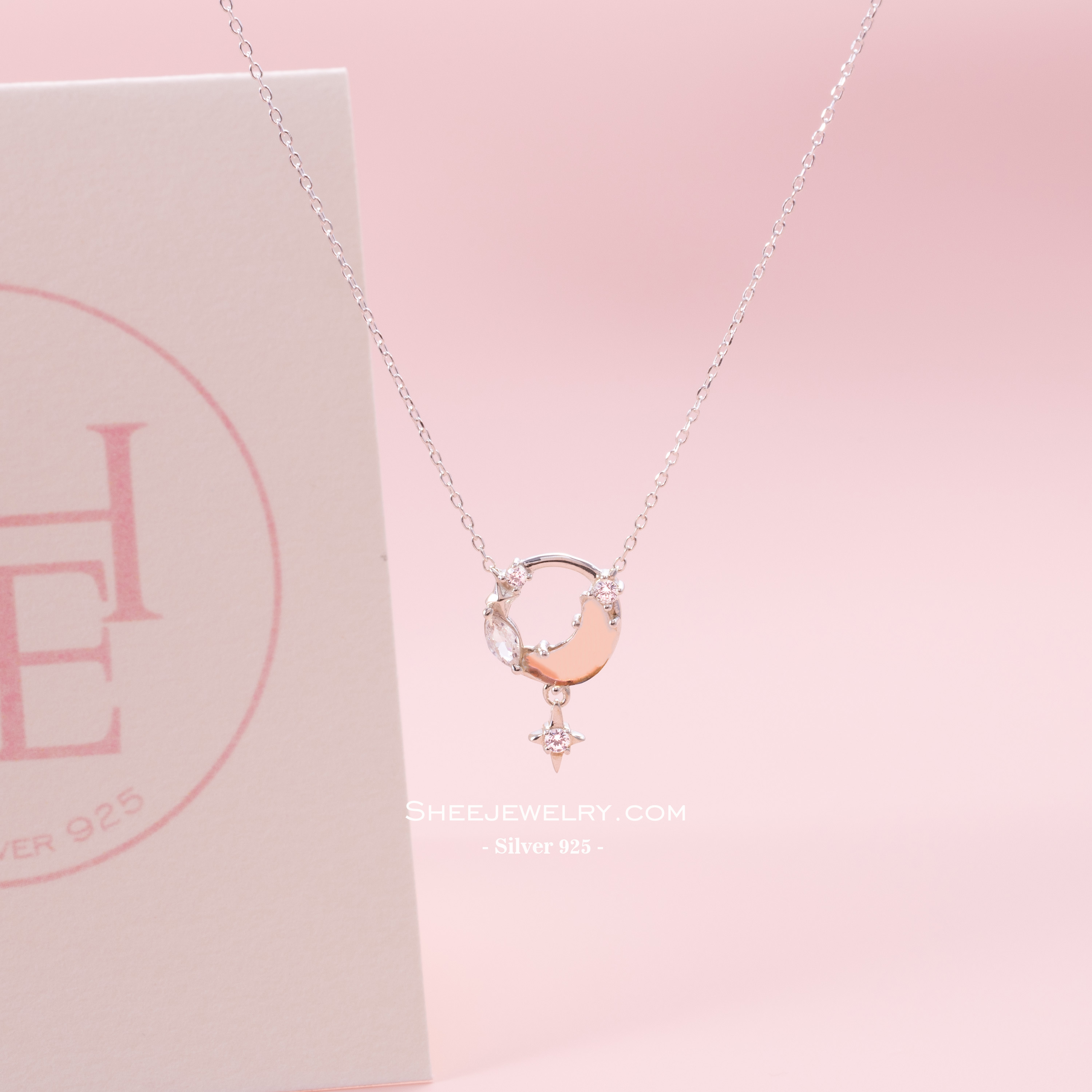 Dây chuyền bạc Shee Jewelry 925 mặt trăng ôm đá – phụ kiện tôn da, quà tặng ý nghĩa cho bạn gái DC002_thumbnail_2