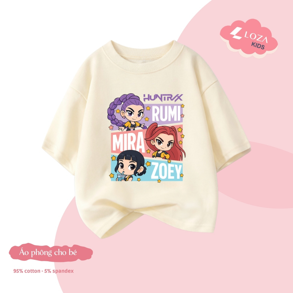 Áo phông bé gái hình nhóm nhạc Huntrix Rumi, Zoe, Mira - Loza Kids AT019_thumbnail_0