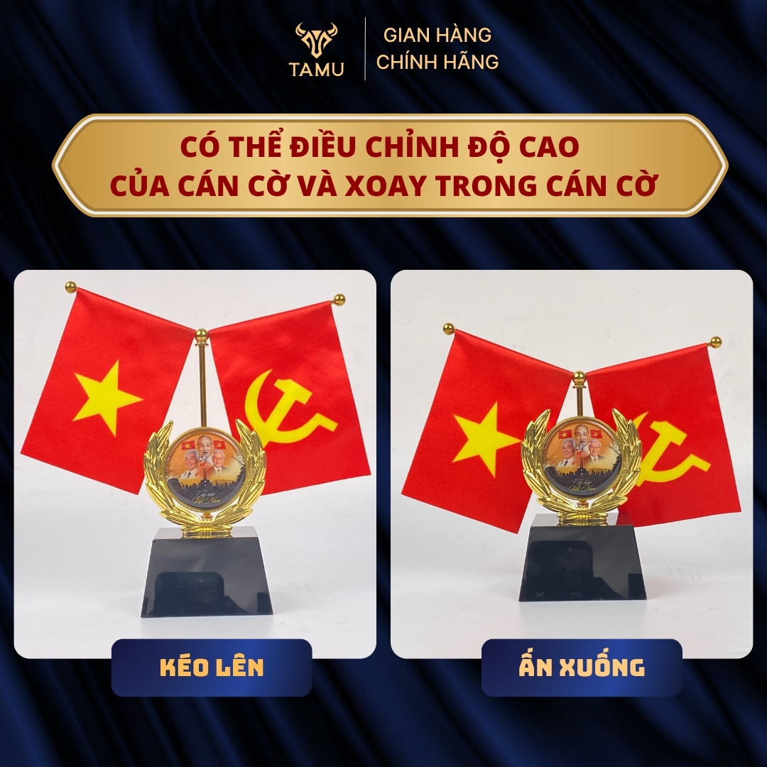 Bộ Cờ Trang Trí Bàn Làm Việc Kèm Đế Pha Lê Đen Cao Cấp_thumbnail_5