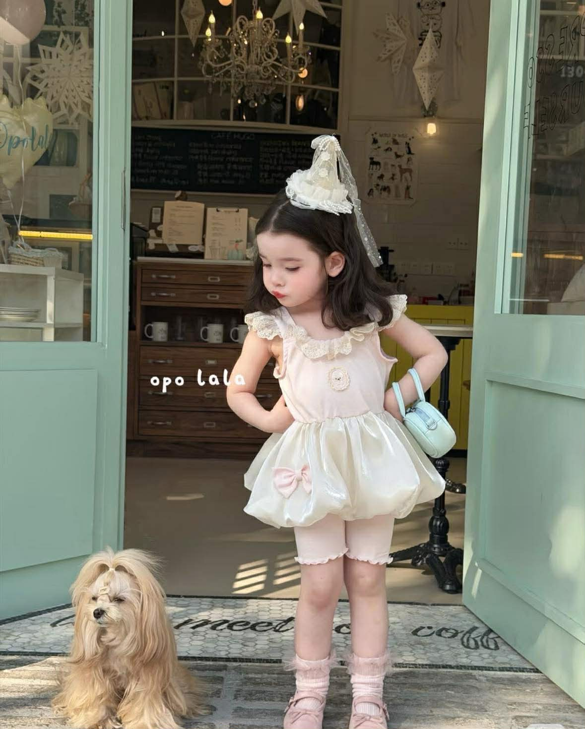C82 - Set áo 2 dây liền voan bí kèm quần legging hãng Opl (Sz 90-130)_thumbnail_0