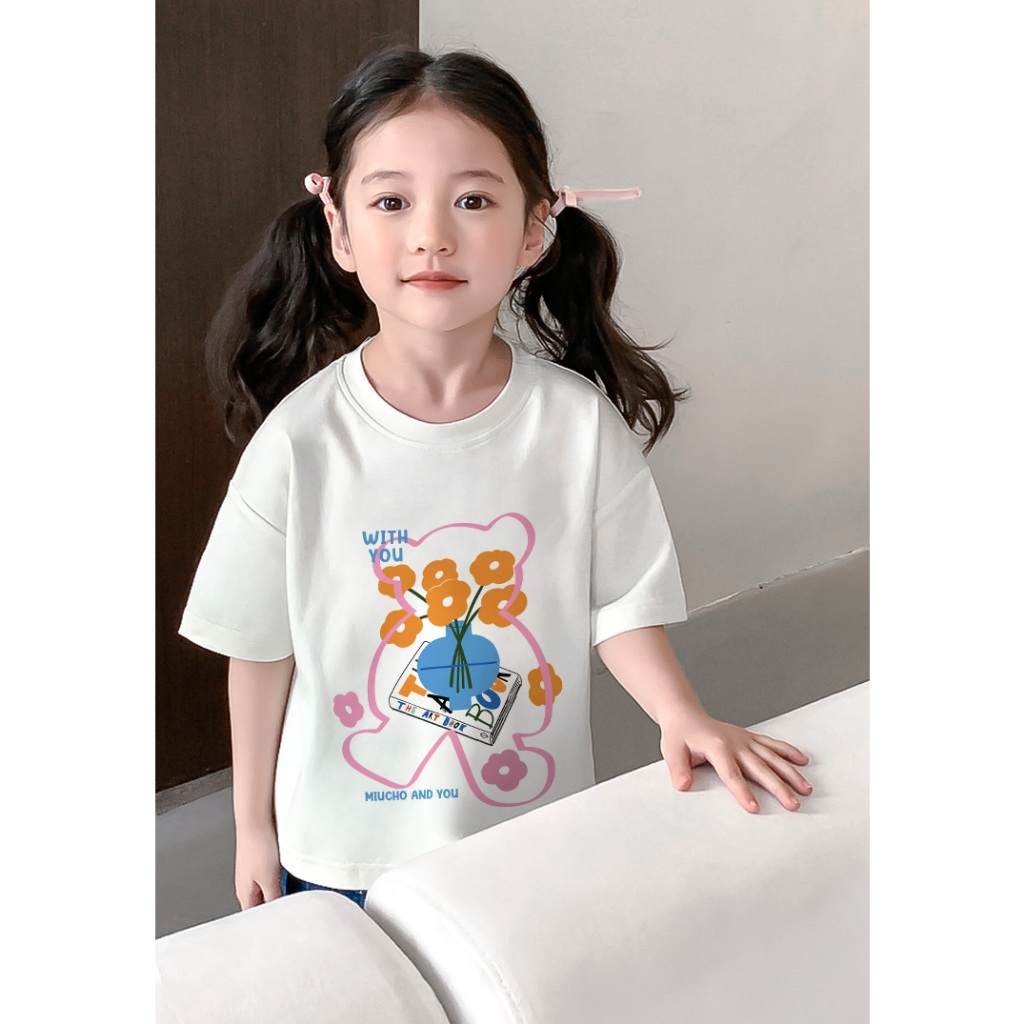 Áo thun cho bé gái cute form rộng AED1100 Miucho Kid tay ngắn cổ tròn style hàn quốc in mix_thumbnail_4