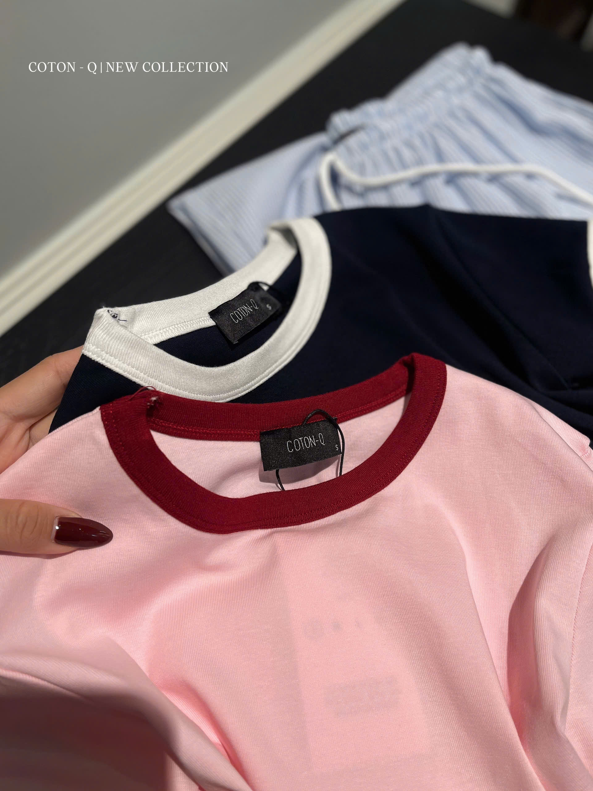 Set áo ôm viền + quần dài sọc ( HỒNG )_thumbnail_3