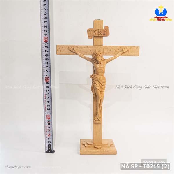 Thánh giá chịu nạn gỗ beech 35cm có đế_thumbnail_1