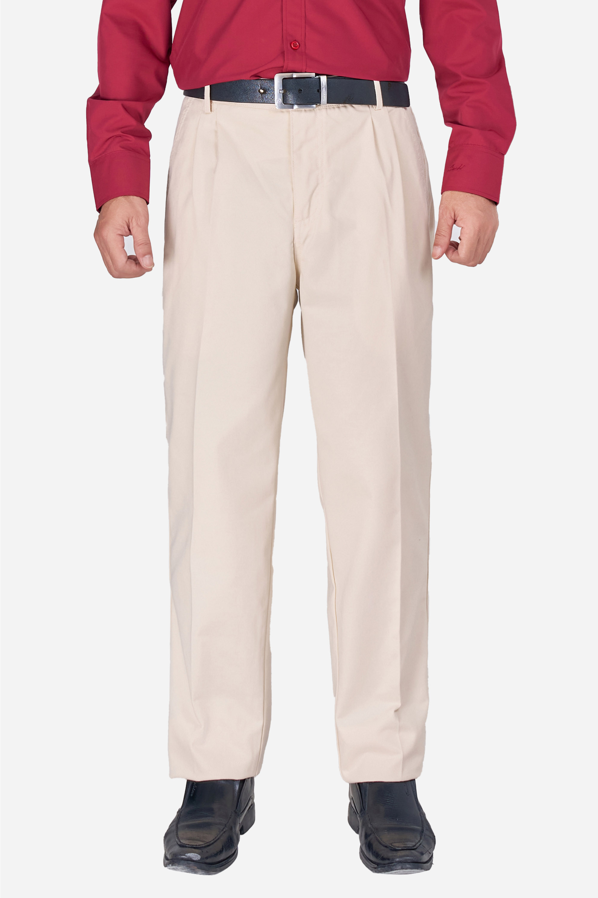 Quần Kaki Thô 2 Li Nam Trung Niên ANCHI Phom Suông Ống Rộng Màu Kem Sáng