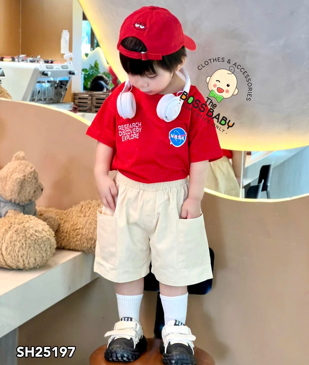 Set bộ kaki đỏ kem NASA túi sườn hiphop