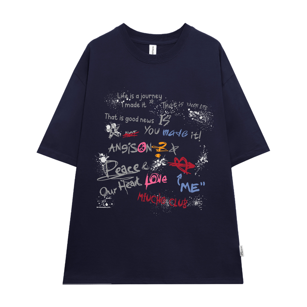 Áo thun nữ local brand form rộng 1980 Miucho cổ tròn vải cotton 4c 220gsm thoáng mát in mix