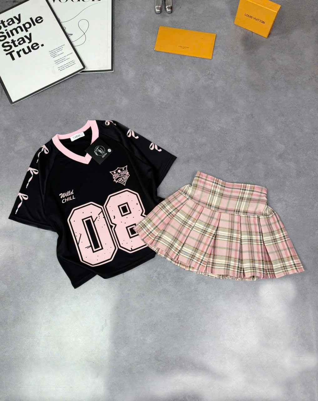 [G98] Set chân váy sọc caro số 08