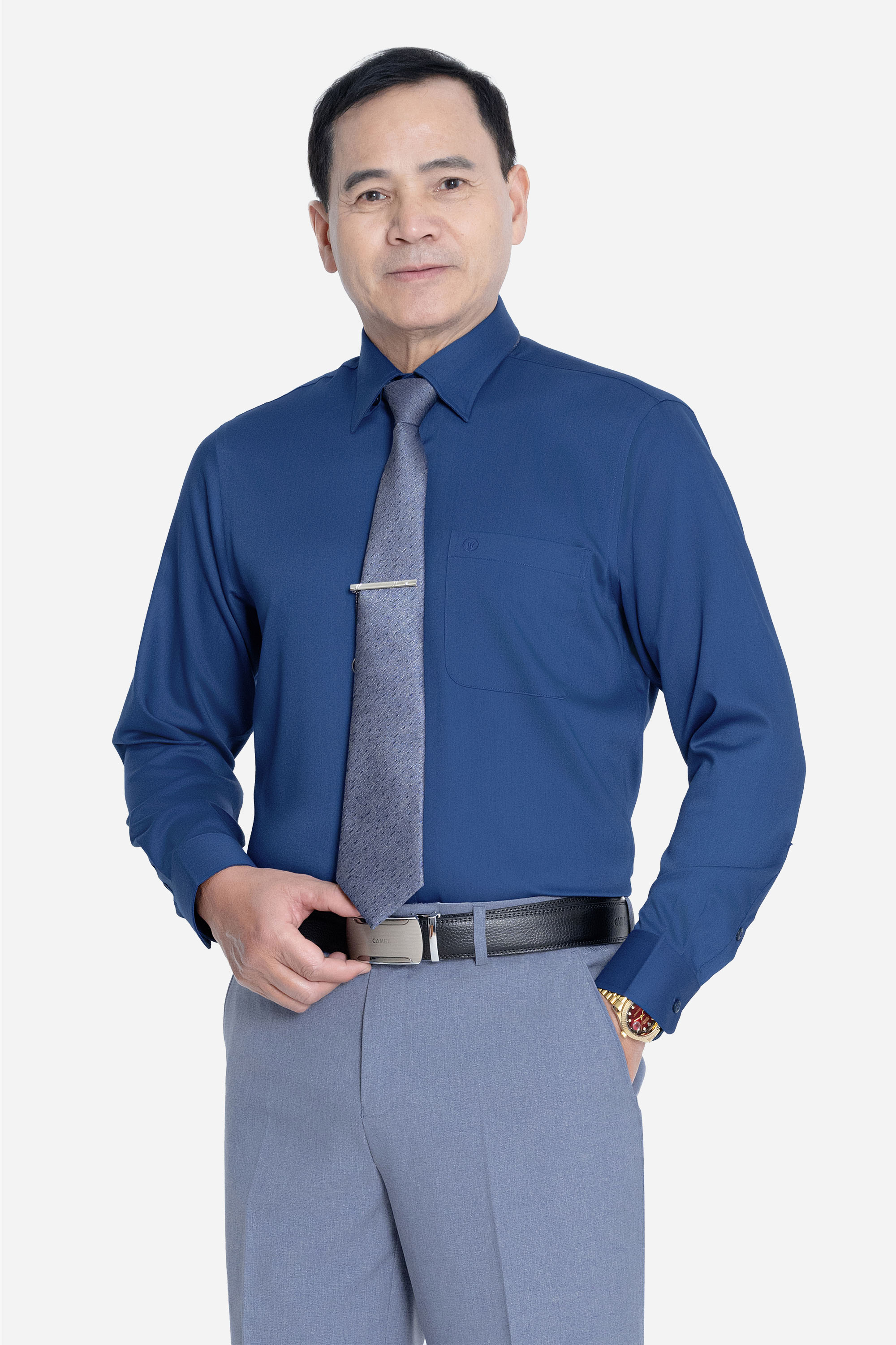 Sơ Mi Trơn Dài Tay Nam Trung Niên ANCHI Chất Liệu Sợi Sồi Cao Cấp Màu Trắng_thumbnail_10