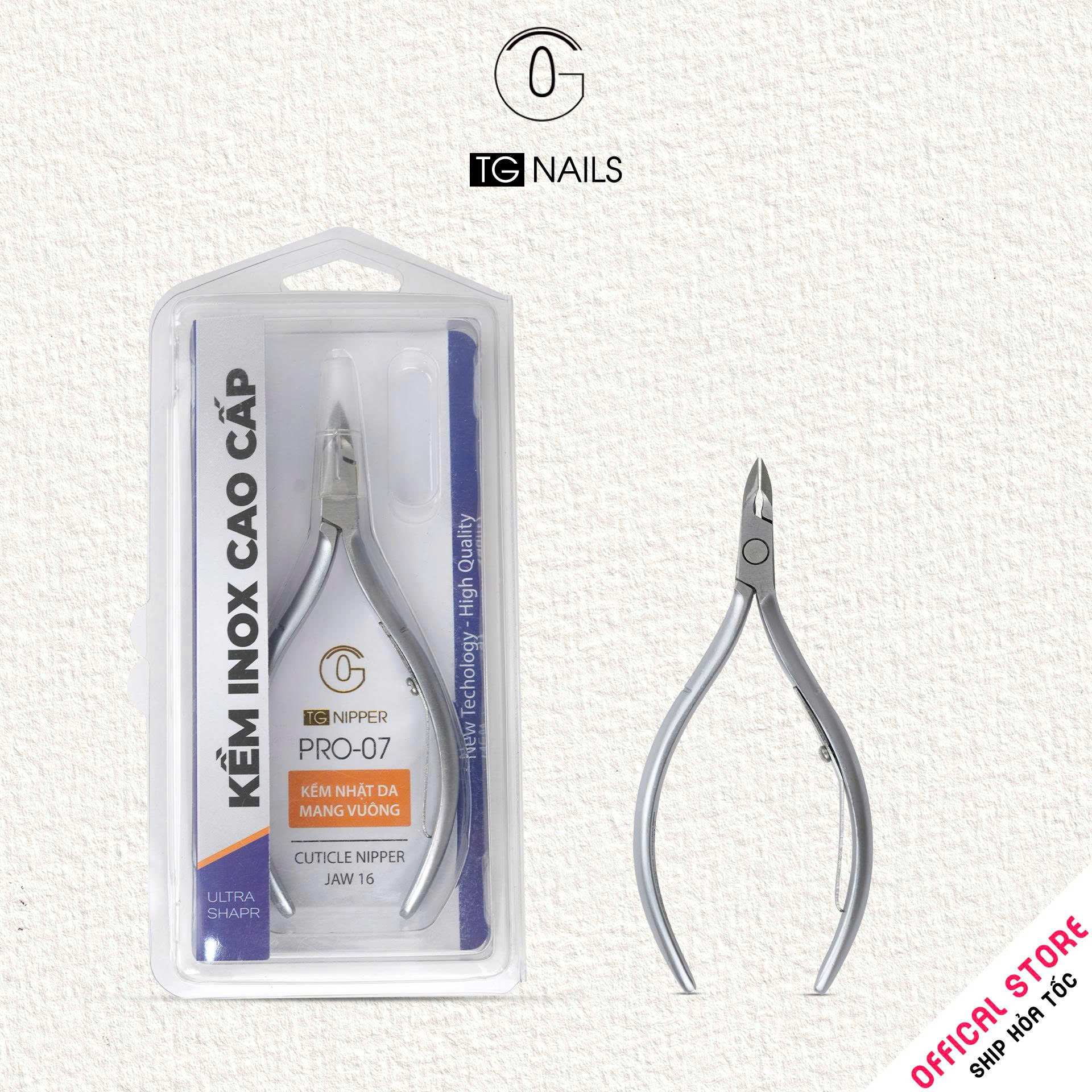 Kìm nhặt da inox TG PRO-07 mang vuông mũi 16