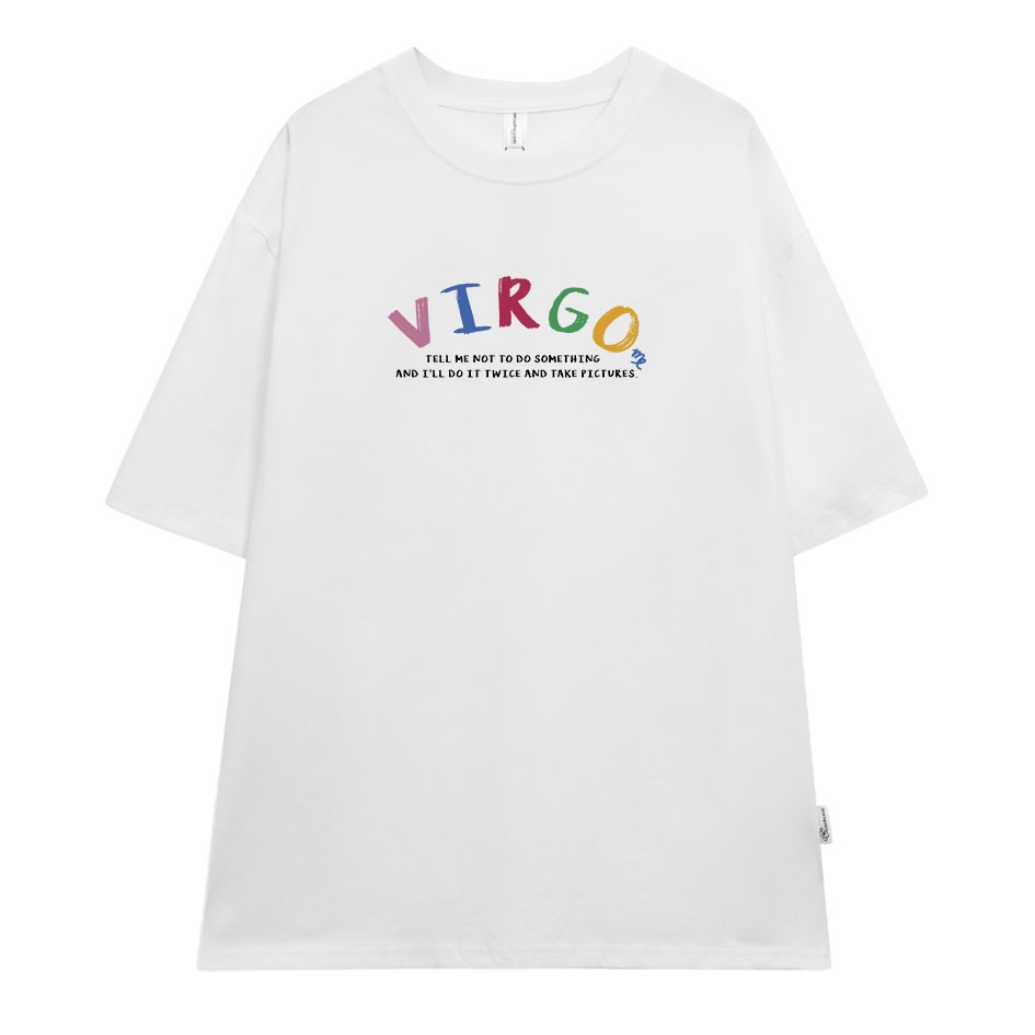 Áo thun nữ form rộng ATD377 cung hoàng đạo Xử Nữ VIRGO Miucho cotton cổ tròn in typography
