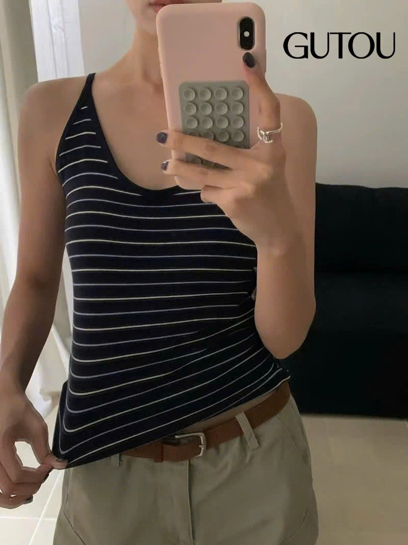 [ GUTOU ] Áo Hai Dây Sọc Ngang Basic_thumbnail_5