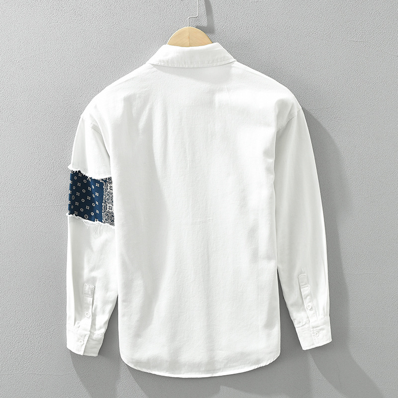 Áo sơ mi dài tay nam – Phong cách Nhật Bản chắp vá in hình, dáng rộng, thời trang đa năng, chất liệu cotton_thumbnail_2