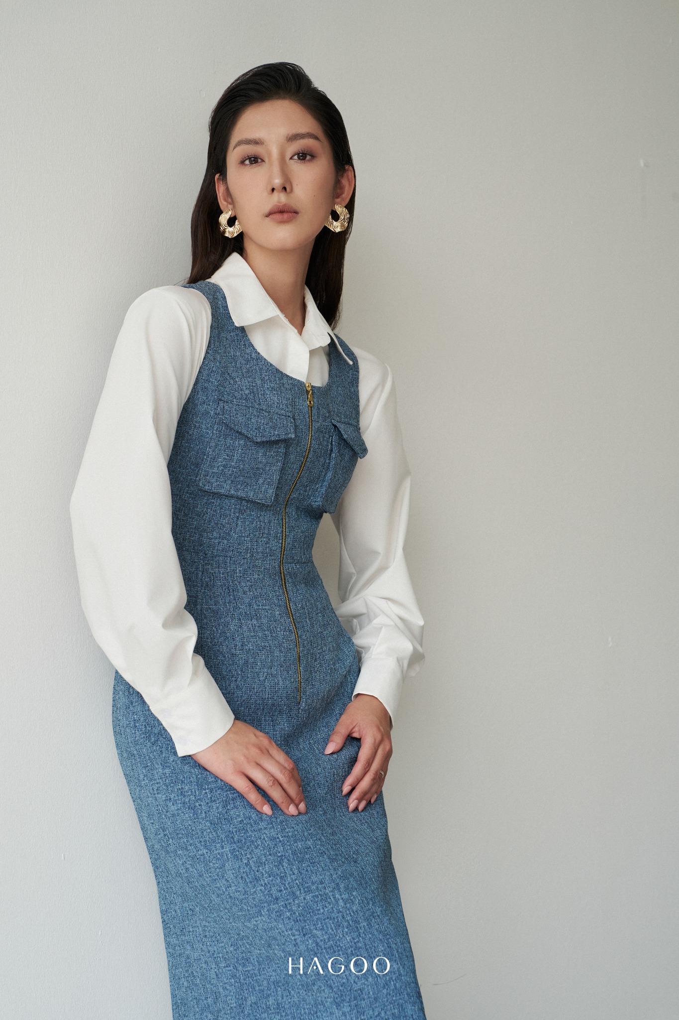 Váy xanh cổ vịt HAGOO_thumbnail_3