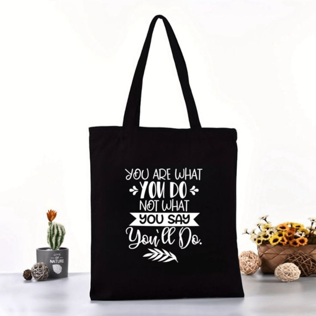 Túi tote màu đen mẫu chữ đơn giản - Túi tote vải canvas 33x37 có khóa kéo đựng vừa A4, laptop Loza TOTE19_thumbnail_14