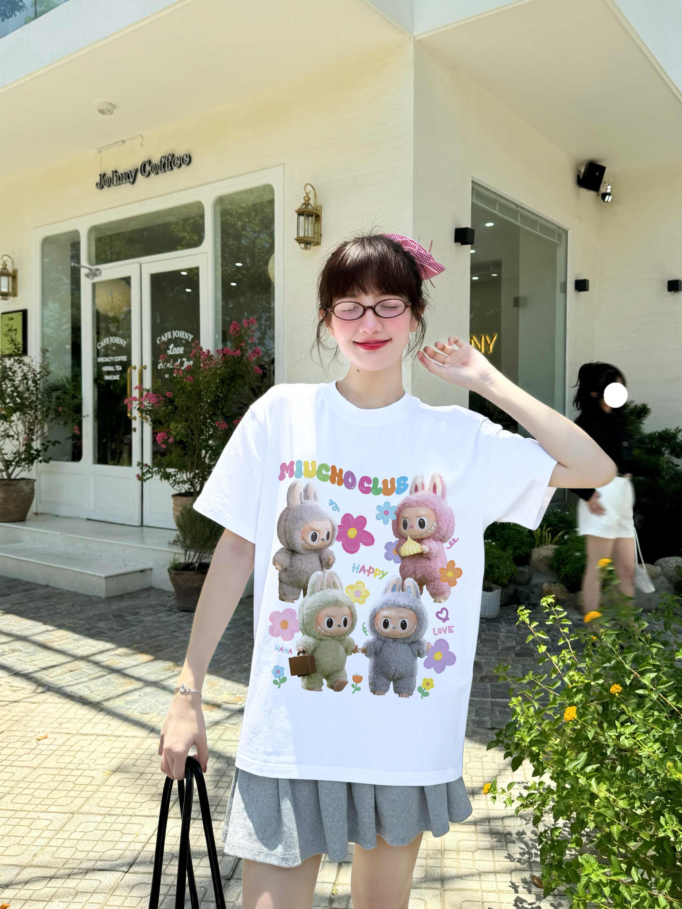 Áo thun labubu dễ thương form rộng nhiều màu ATD1452 Miucho vải cotton cổ tròn in mix_thumbnail_2