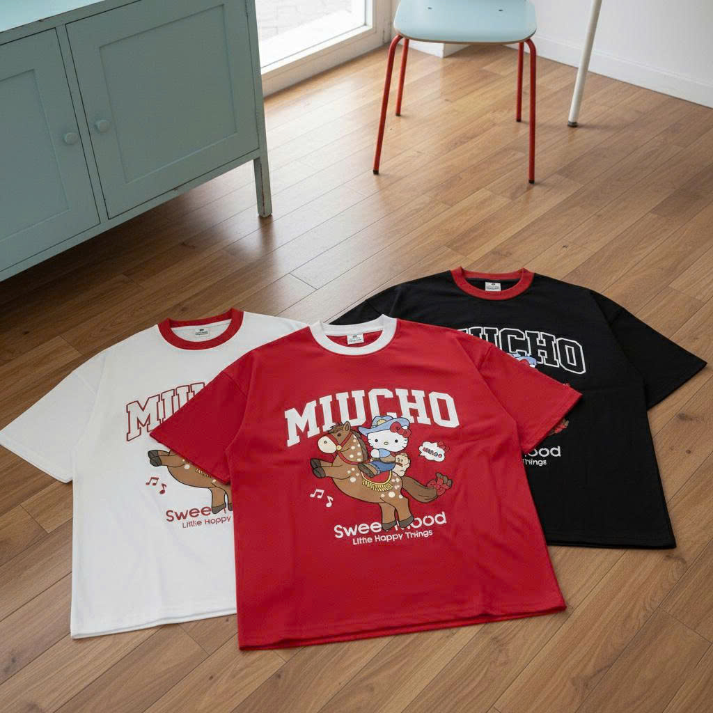 Áo thun tết Kitty form boxy phối cổ Miucho vải mềm mại thoáng mát tôn dáng 2980_thumbnail_6