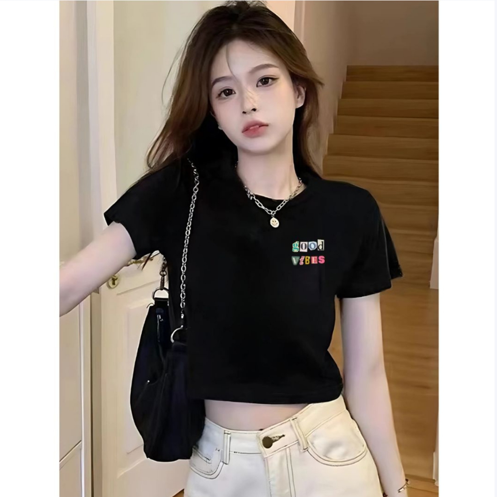 [Form Ôm] Áo croptop nữ ôm body màu đen in hình - Áo thun nữ dáng croptop ôm Loza - G0260_thumbnail_2